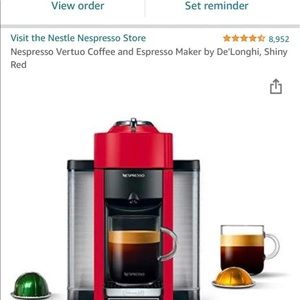 Nespresso Vertuo Coffee and Espresso Maker by De'Longhi, Shiny Red
I